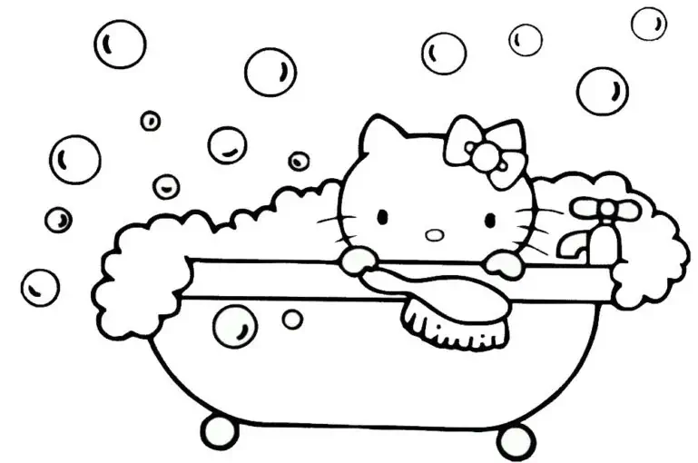 Hello Kitty는 목욕중, 색칠공부중