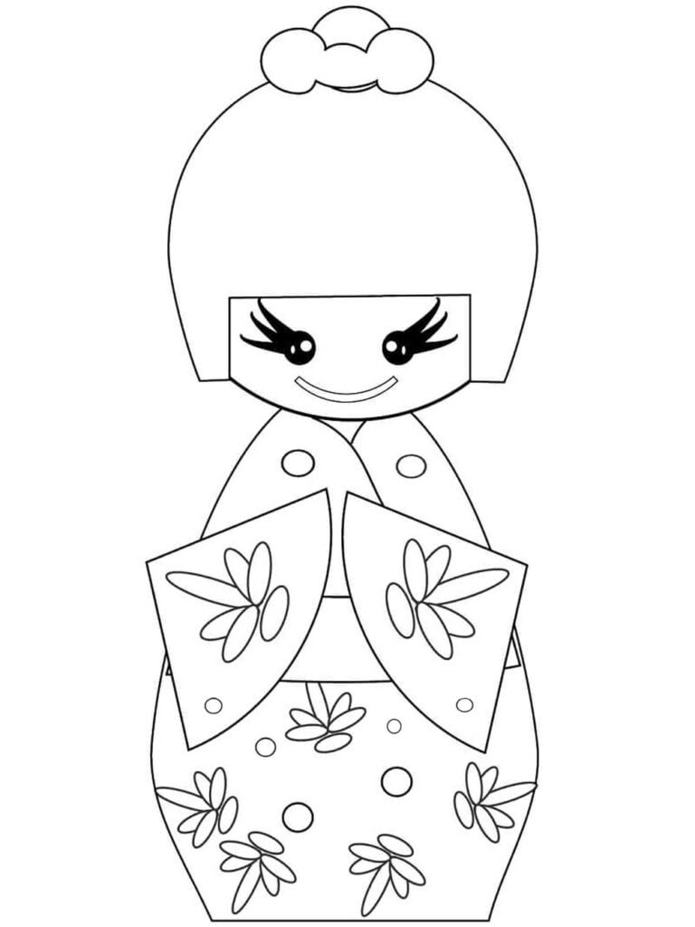 Para colorear kokeshi