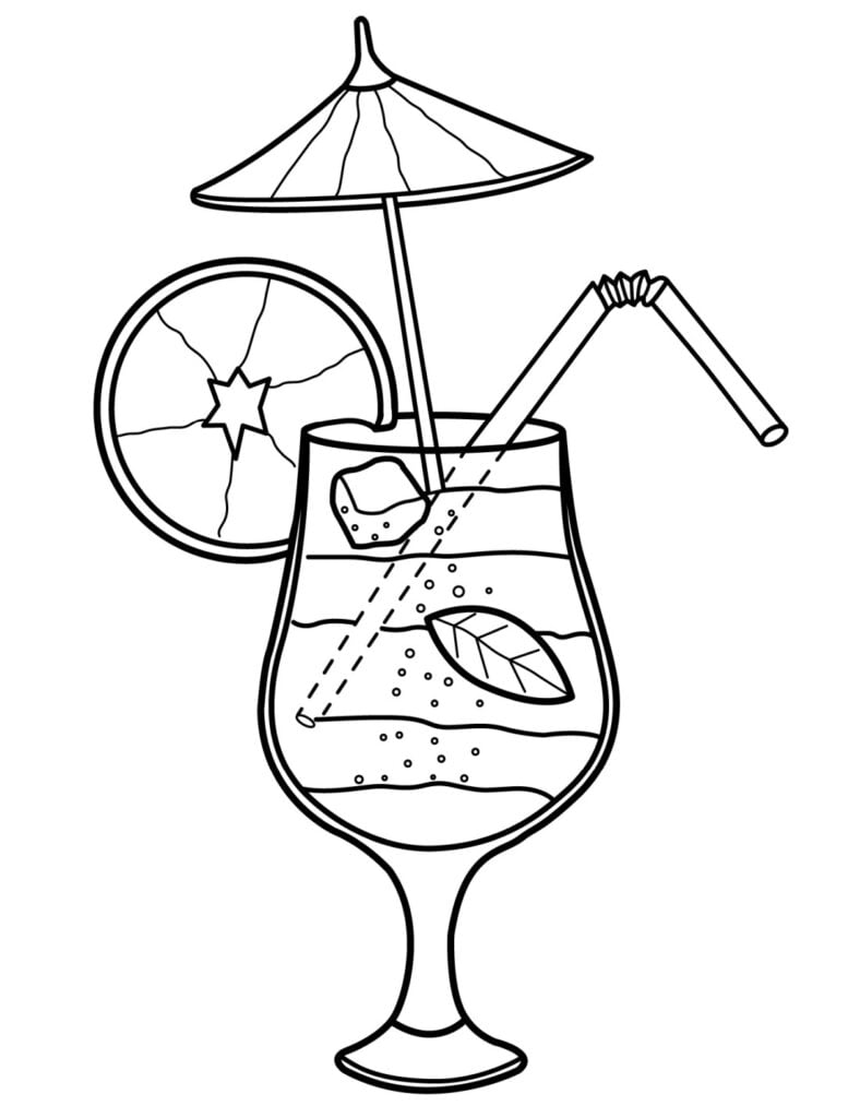Kleurplaat cocktail