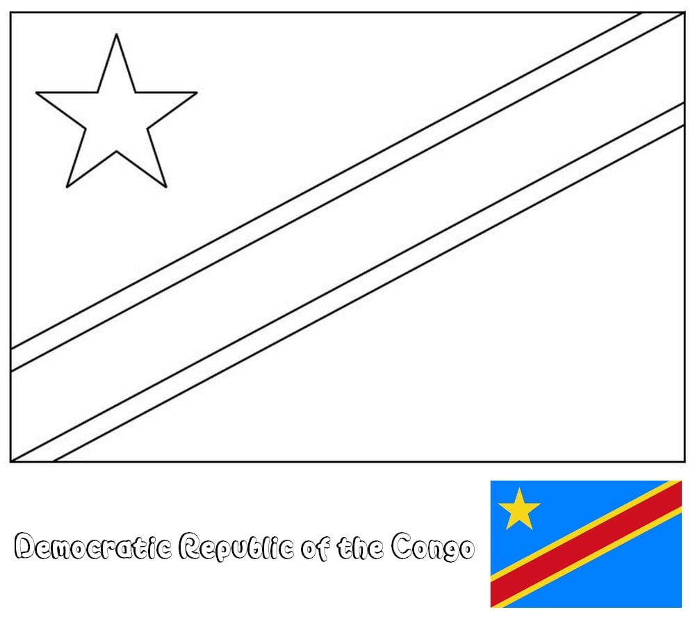 Bandeira da República Democrática do Congo para colorir