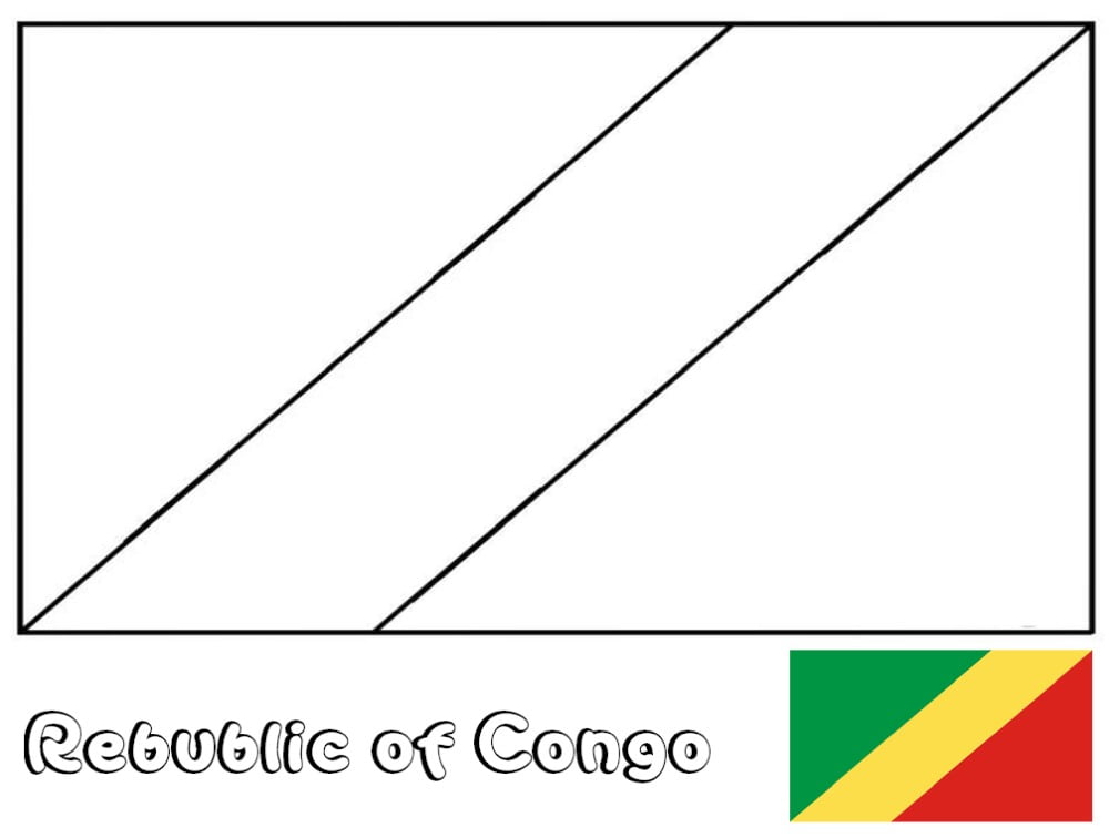 Bandera de la República del Congo para colorear