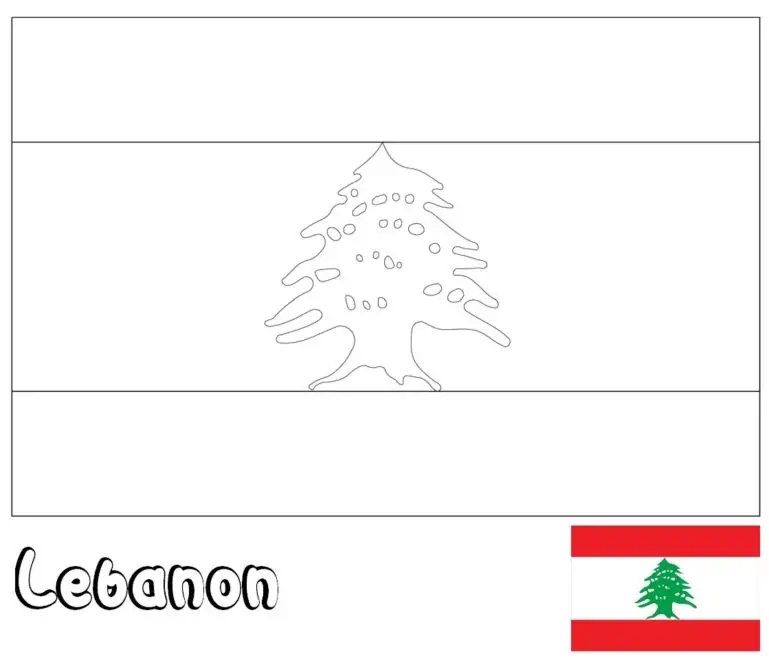 Libano vėliava su žaliuoju Libano kedru centre spalvinti