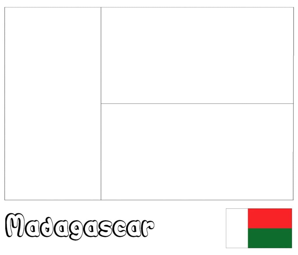 Madagaskar flagg for fargelegging, Madagaskar