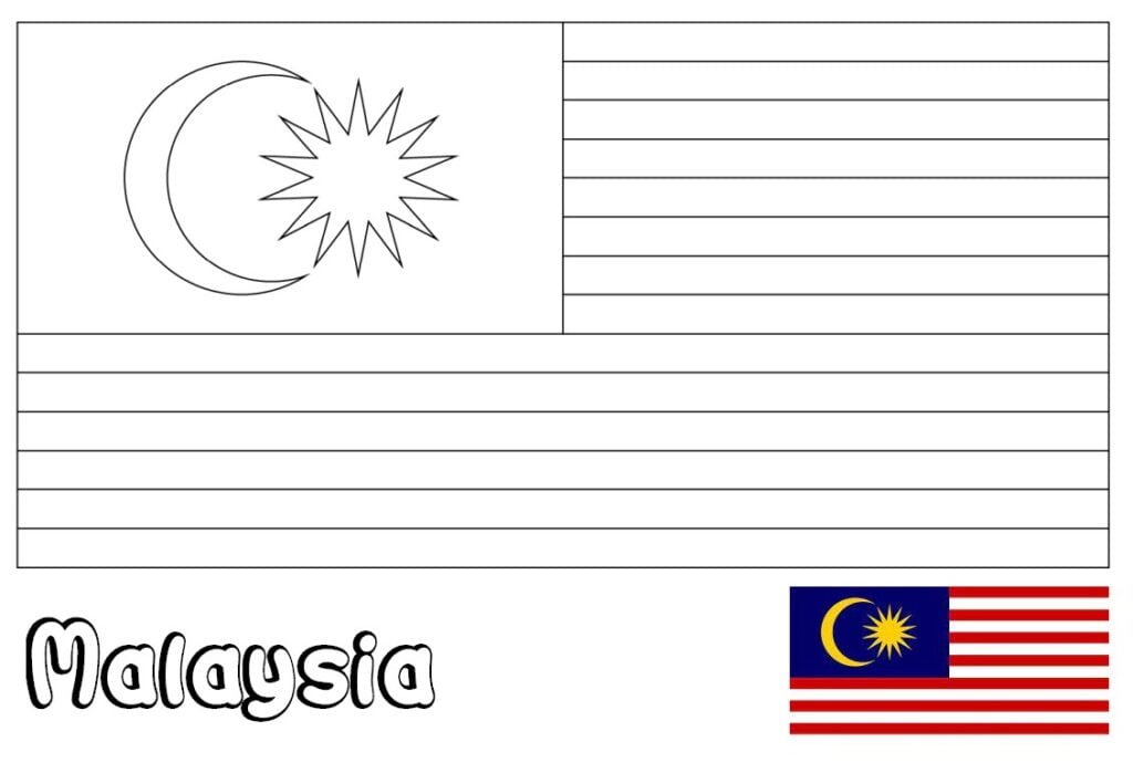 Drapeau malaisien à colorier, Malaisie