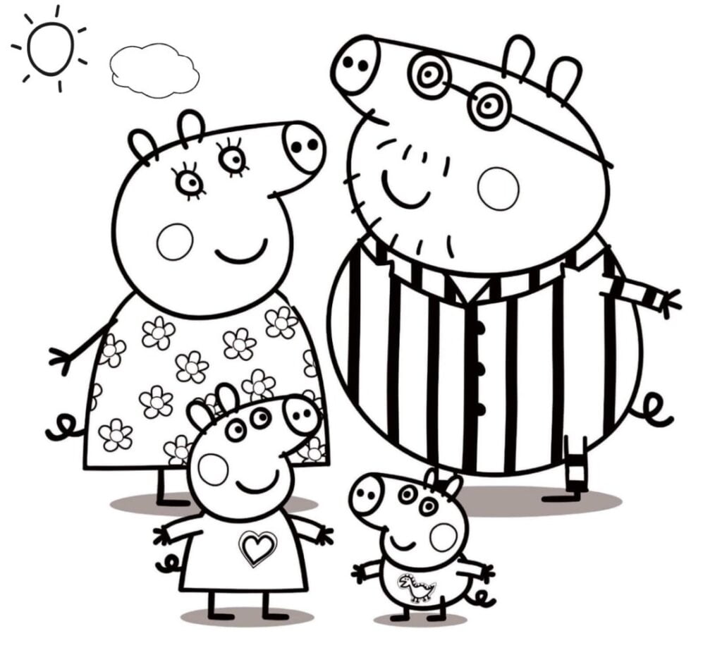 Mamma y Pappa pig para colorear