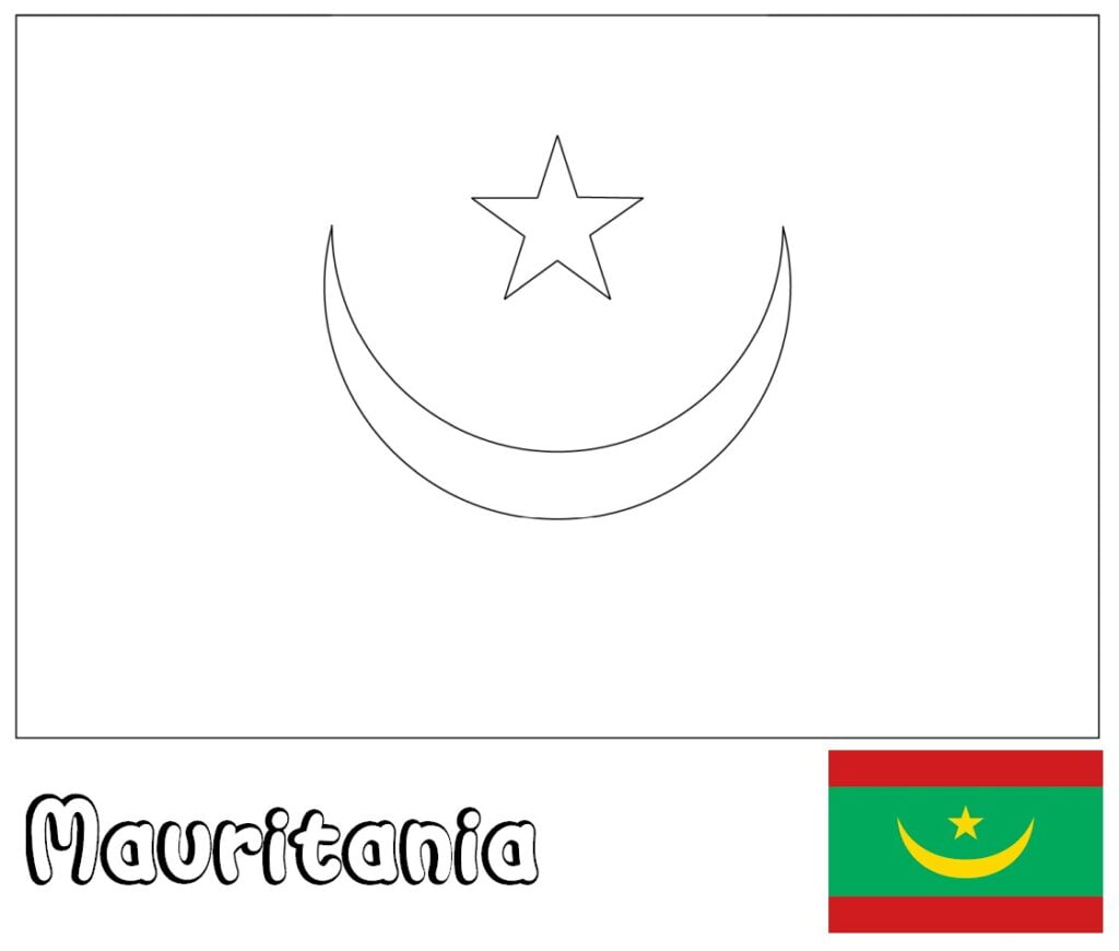 Mauretaniens flag til farvelægning, Mauretanien