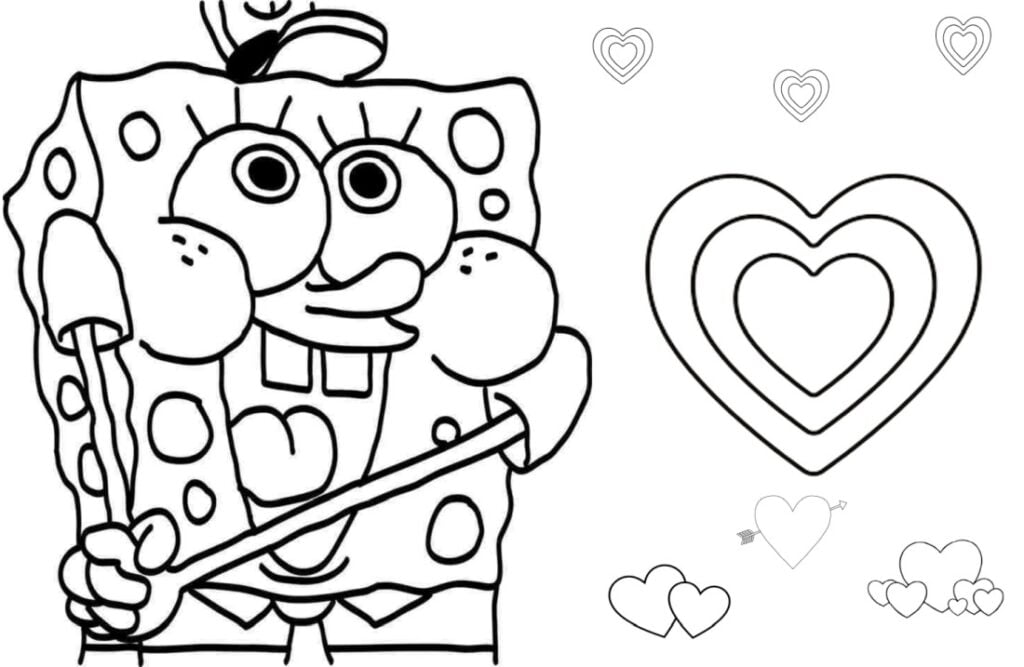 Bob Esponja ama. Amor por colorear.