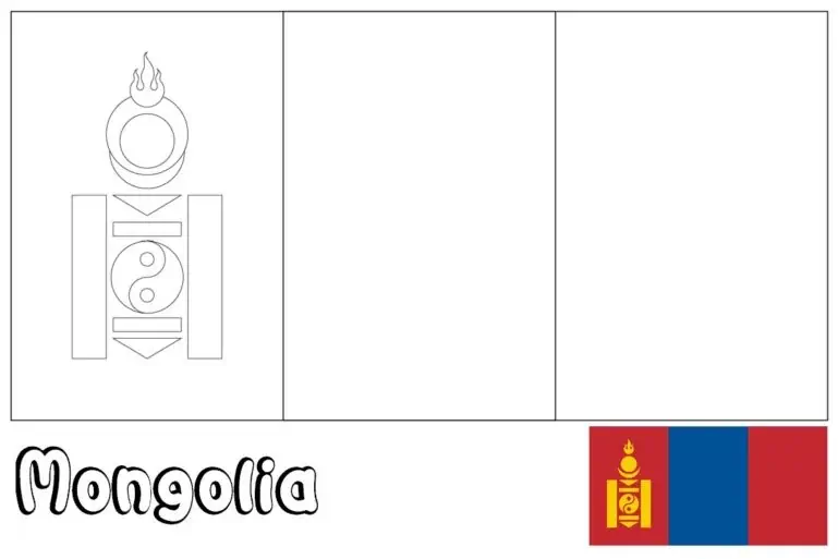 Mongolijos vėliava su sojombo mistiniu simboliu spalvinti