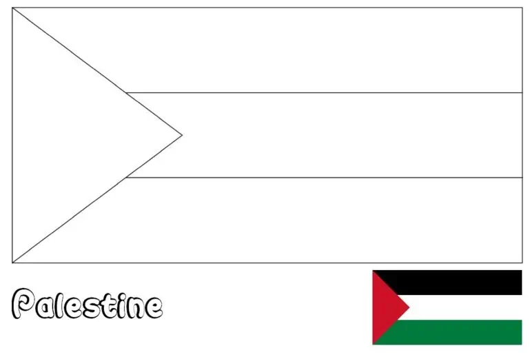 Palestinos vėliava su raudonu trikampiu piešinys spalvinti