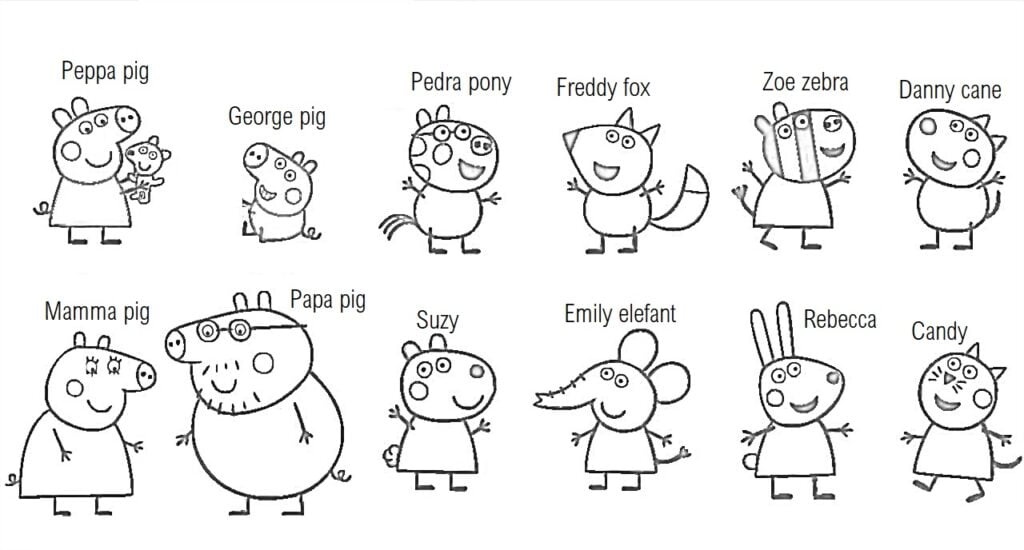 Los amigos de Peppa pig son de color