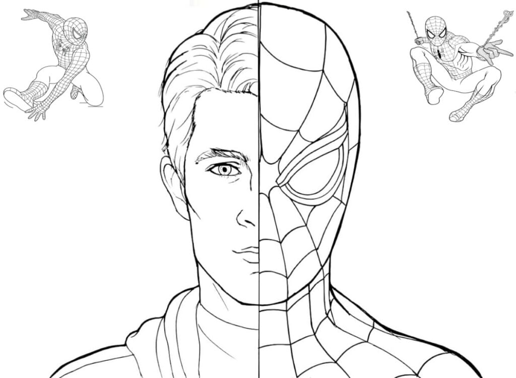Gambar Mewarnai Spiderman Peter Parker
