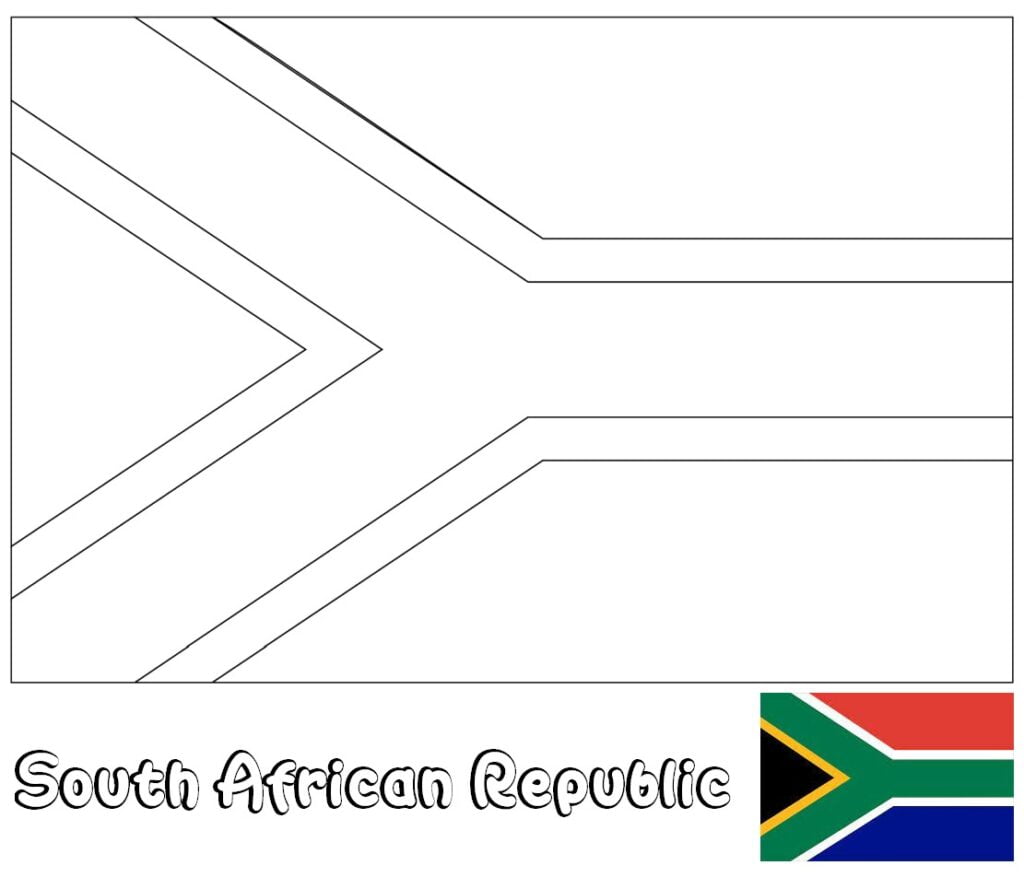 Flagge der Republik Südafrika zum Ausmalen