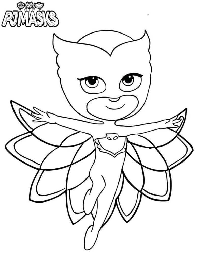 PJ Maskas ar spārniem krāsojamā lapa