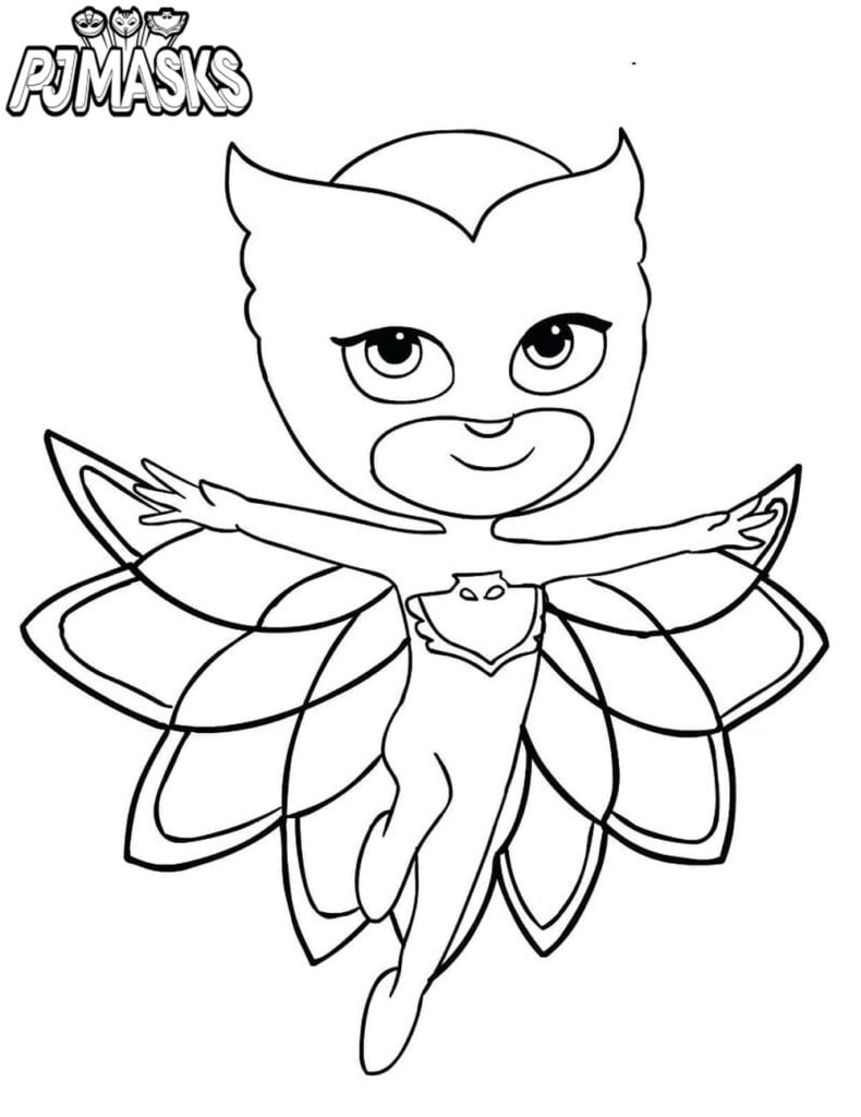 Dibujo de PJ Masks con alas para colorear