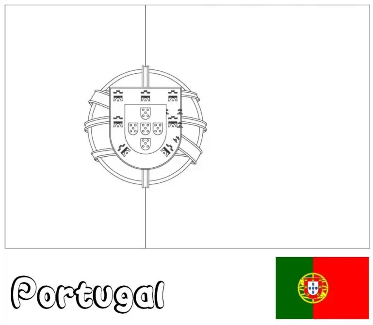 Portugalijos vėliava su armiline sfera ir skydais