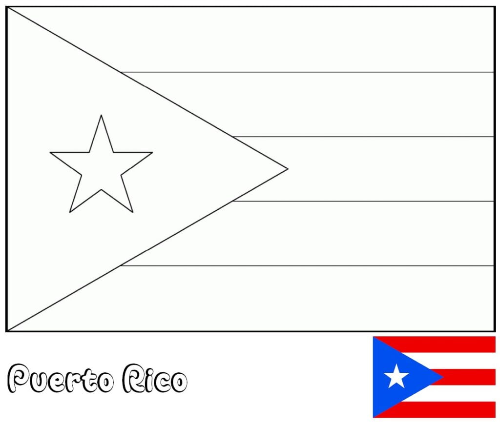 Bendera ya Puerto Rico kwa kupaka rangi
