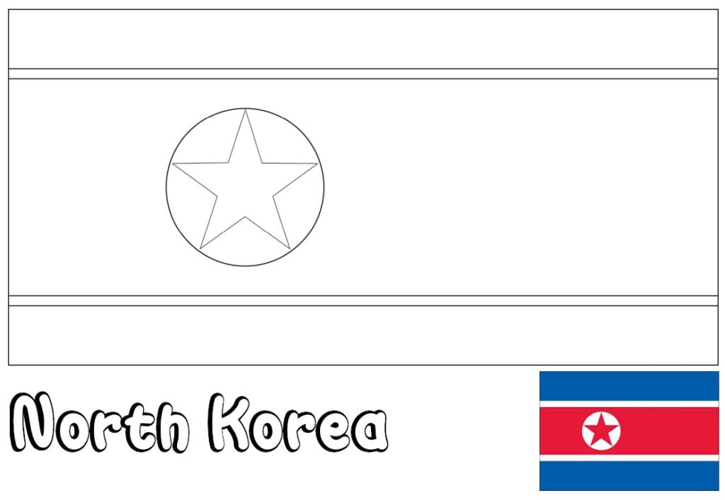 Nordkorea-Flagge zum Ausmalen, Korea