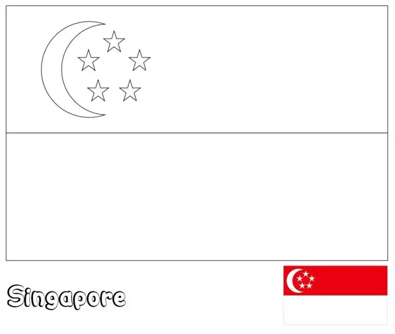 Singapūro vėliava su pusmėnuliu ir penkiomis žvaigždėmis
