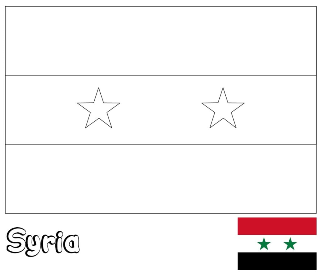 Bandera siria para colorear, Siria