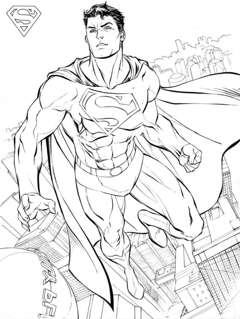 Superman para colorir na cidade