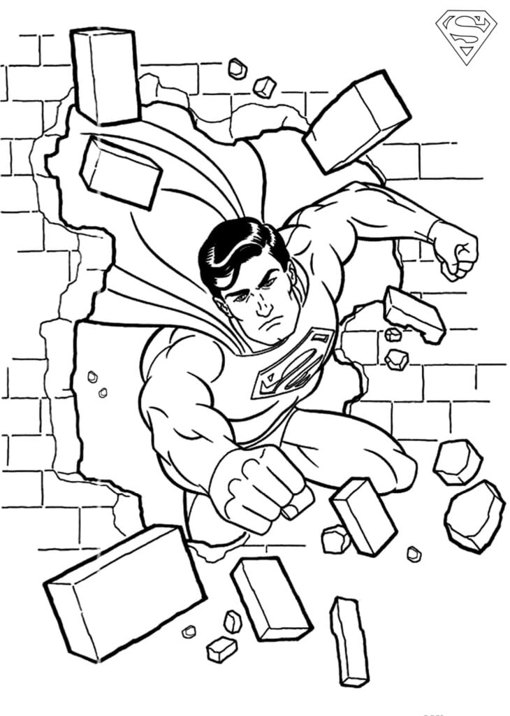 Superman is sterk, de tekening is kleurplaten