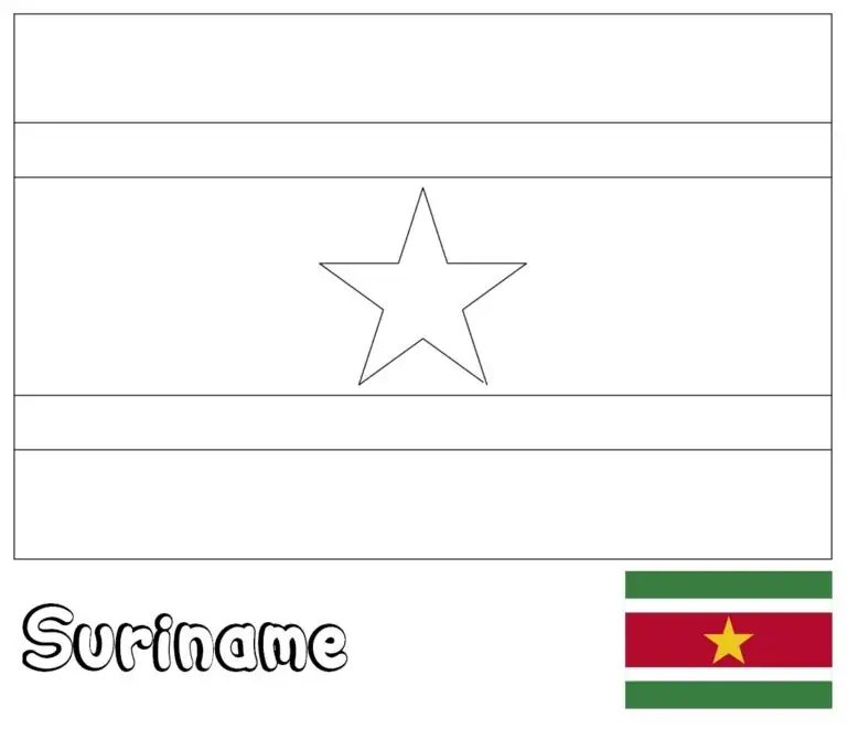 Surinamo vėliava su auksine žvaigžde piešinys spalvinti