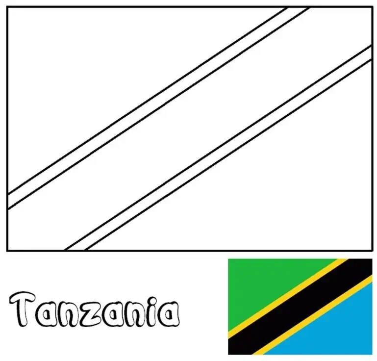 Tanzanijos vėliava su juoda įstriža juosta ir geltonais kraštais