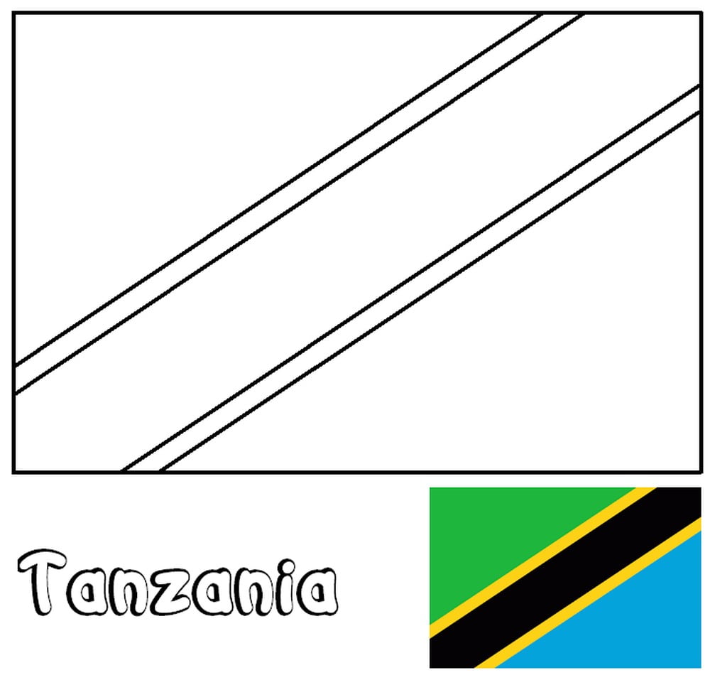 Bandeira da Tanzânia para colorir