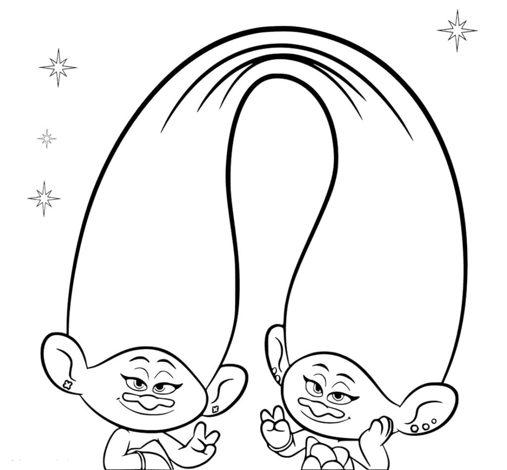 Trolls jumeaux pour coloriages