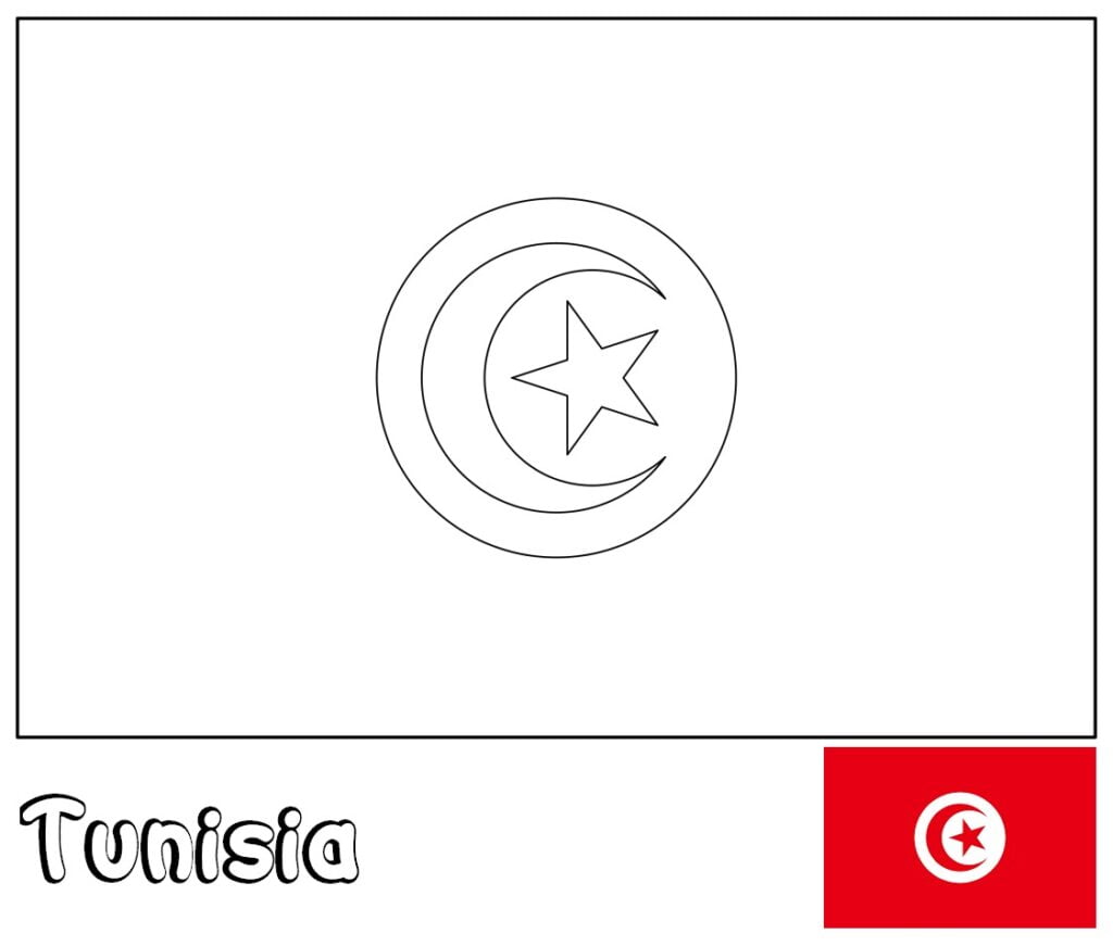 Tuniská vlajka na vyfarbenie, Tunisko