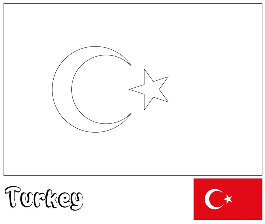 Turkse vlag om in te kleur, Turkye
