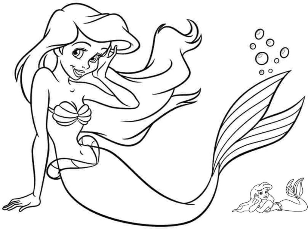 Sirena Ariel para colorear, ariele, arijele, arielle