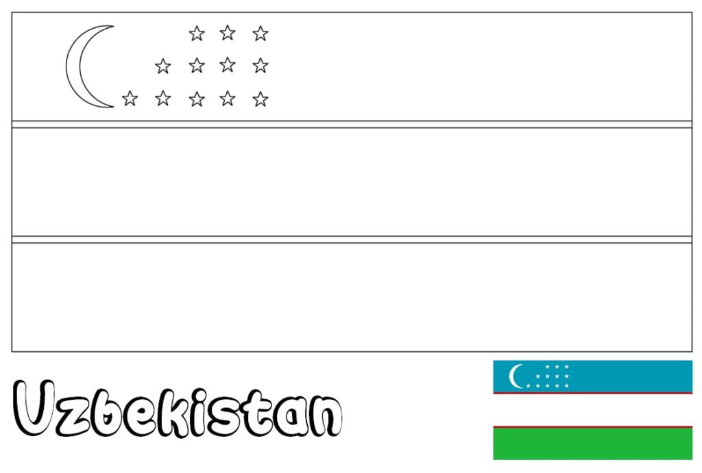 Usbekistan flag til farvelægning, Usbekistan