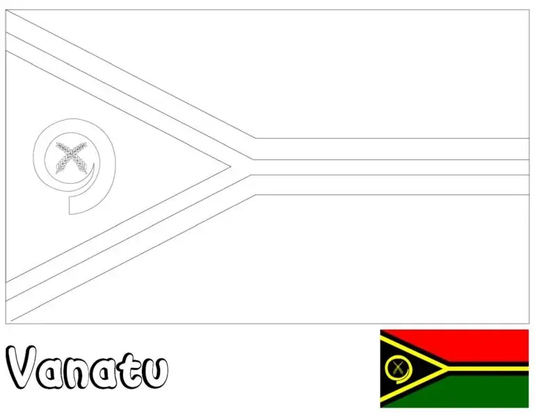 Vanuatu vėliava su šerno iltimi ir paparčio lapais