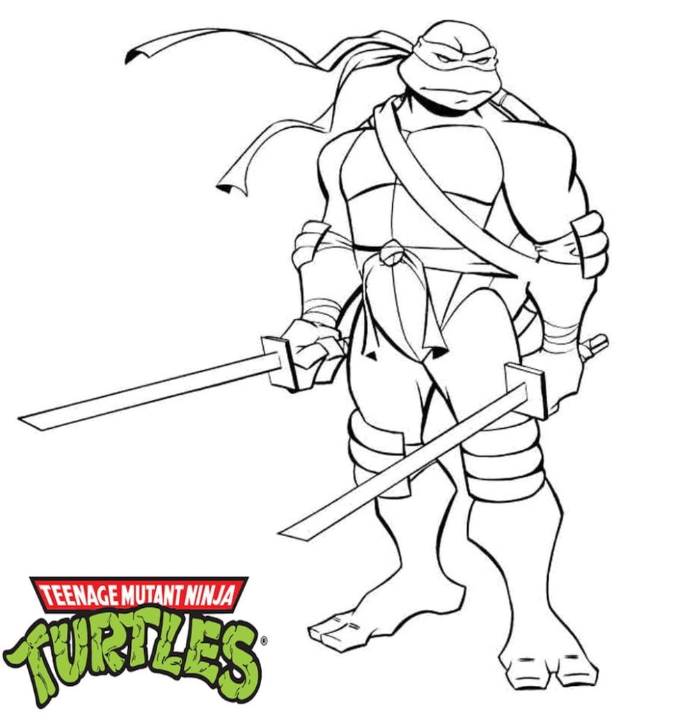 Pagong, ninja turtle drawing para sa pagkukulay para sa mga bata