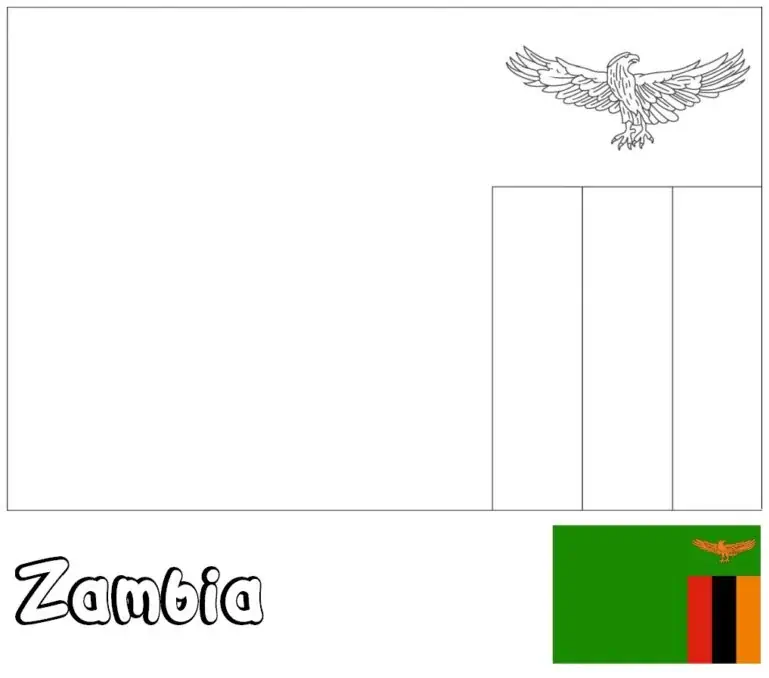 Zambijos vėliava su skrendančiu ereliu virš trispalvės