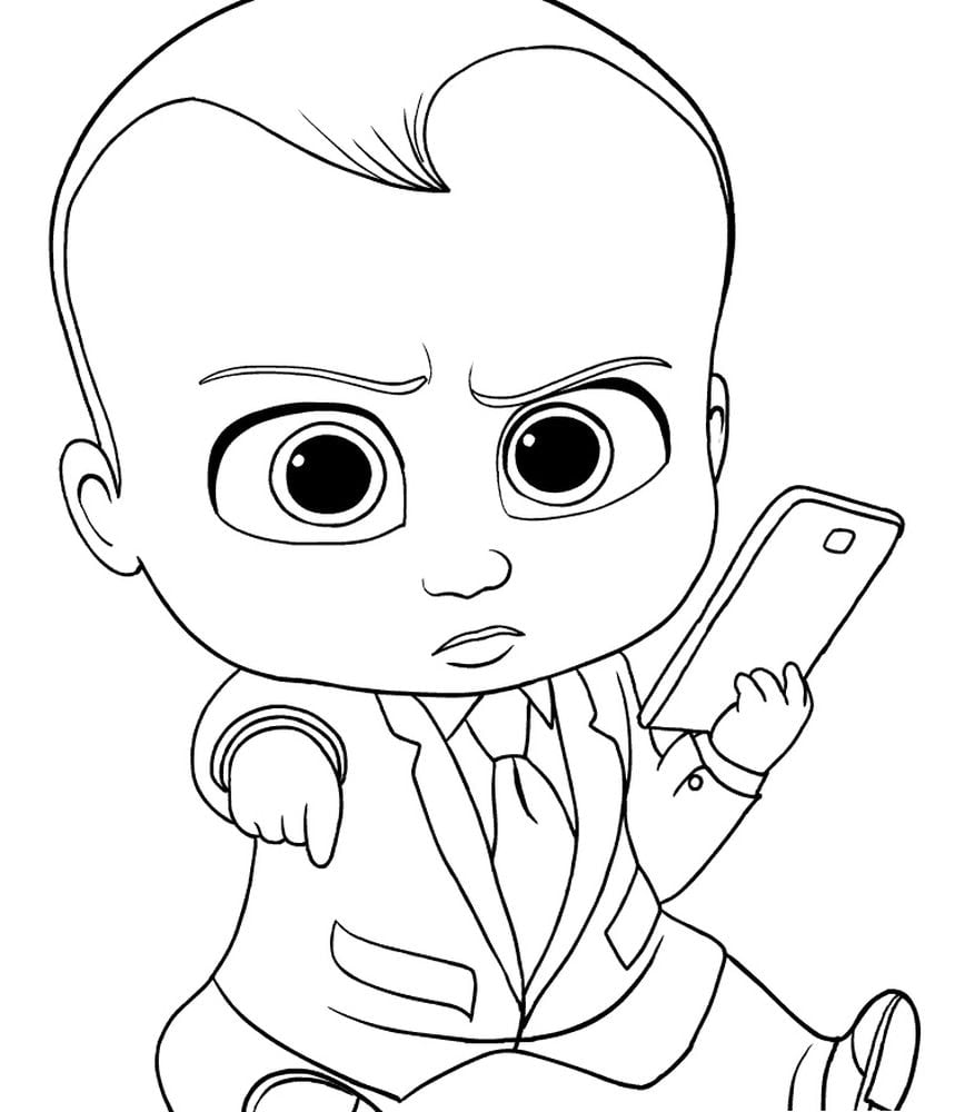 طفل مع هاتف للتلوين والطباعة