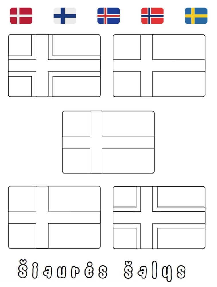 Bandeiras nórdicas para colorir