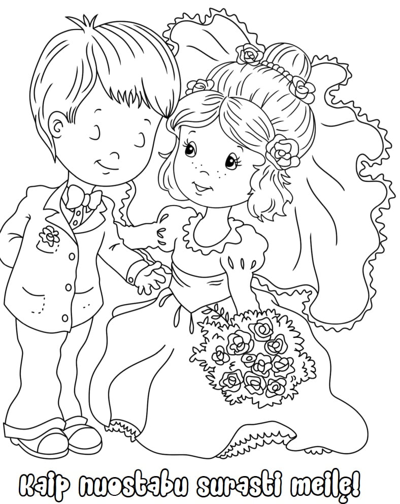 Tarjeta para colorear de boda, boda, tarjeta de amor