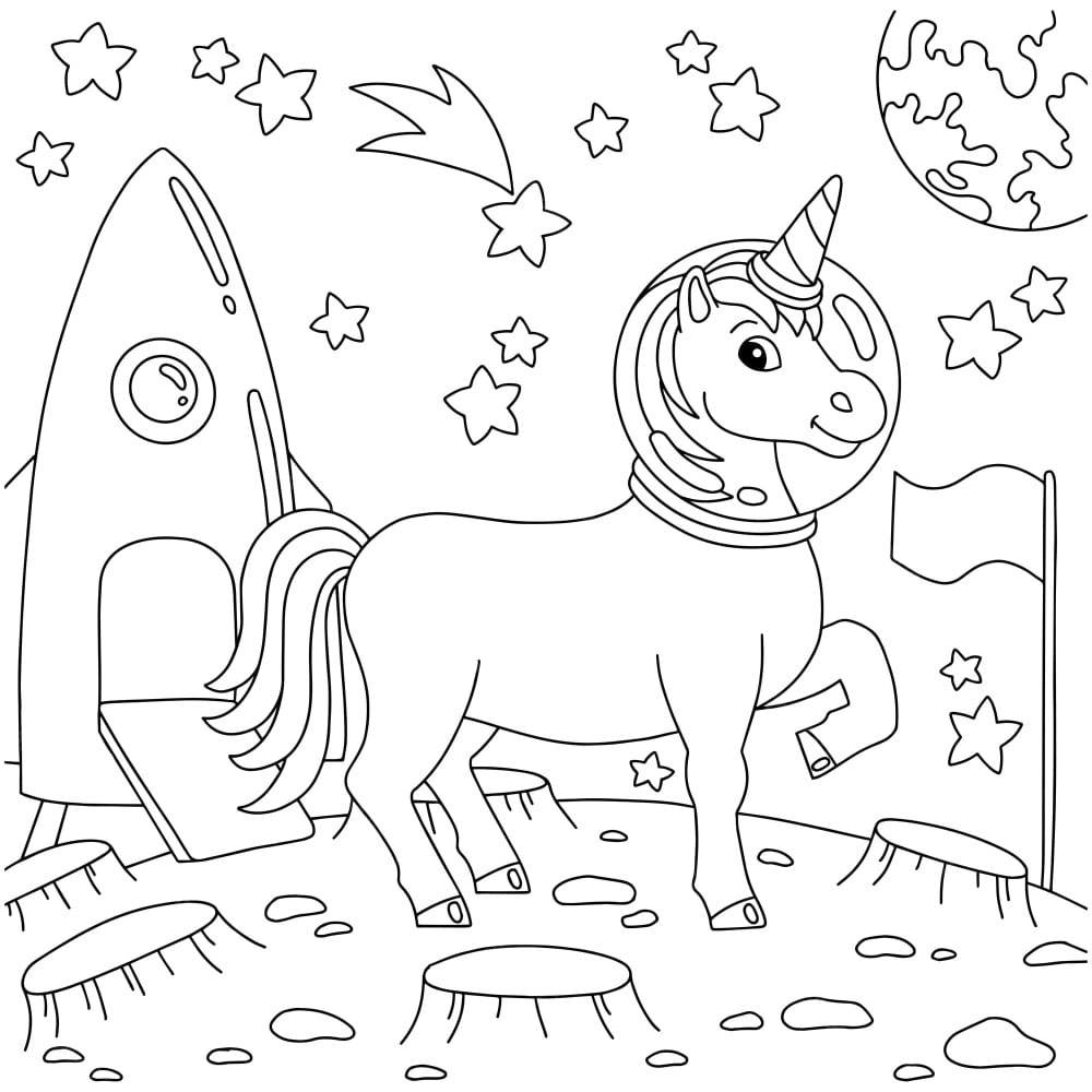 Unicorno nel disegno spaziale