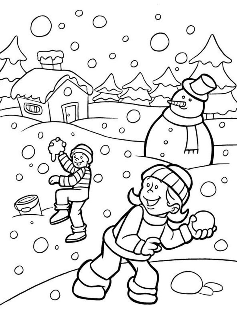 juegos de invierno con nieve para colorear